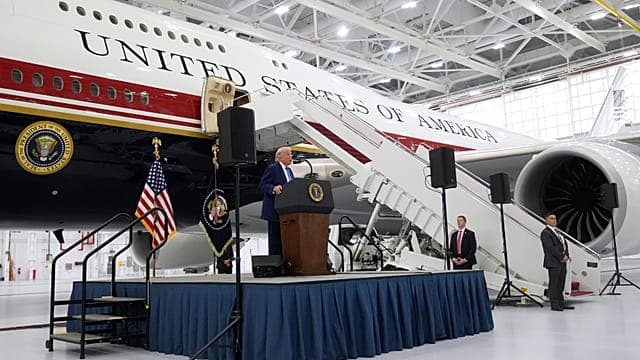 Oil 'pouring through' Strait of Hormuz, Trump says, as he unveils new Air Force One