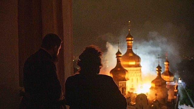 Russian attack sets fire to a UNESCO-listed monastery in Kyiv