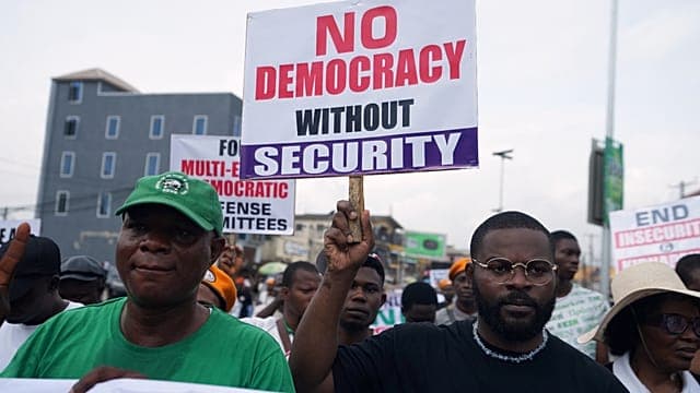 Angry Nigerians rally against poverty, insecurity on Democracy Day