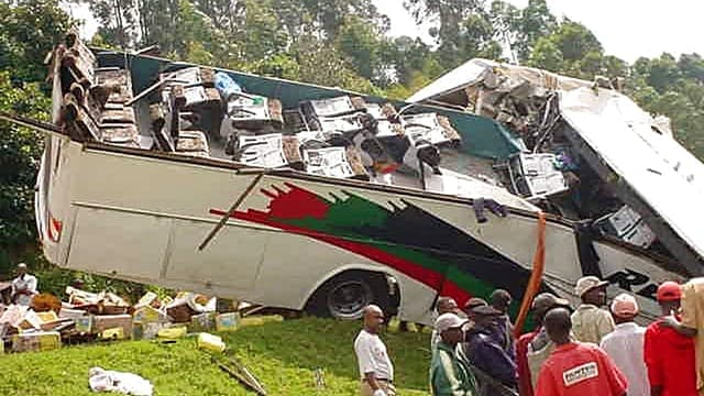 Bus collision with truck leaves 14 dead in remote area of Uganda